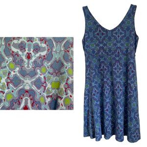 FRESH PRODUCE Womens' Deep Dive Blue Tile Play Olivia Sleeveless Mini Dress Sz L
